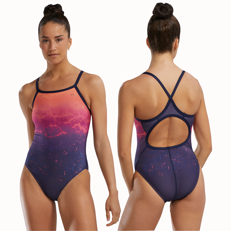 TYR Women One Piece Durafast Elite Infrared Diamond Fit - Navy/Multi