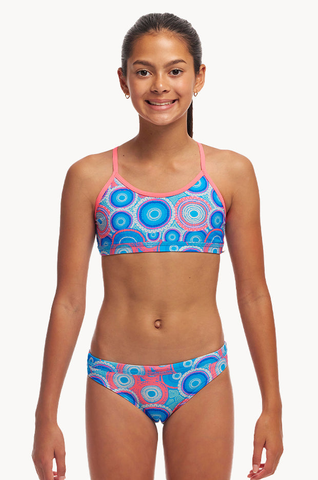 Funkita Girls Racerback Two Piece - Bundjalung Blue