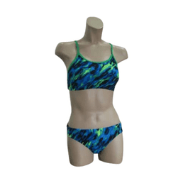 TYR Womens Two Piece Workout Bikini Durafast Elite Emulsion - Blue/Green