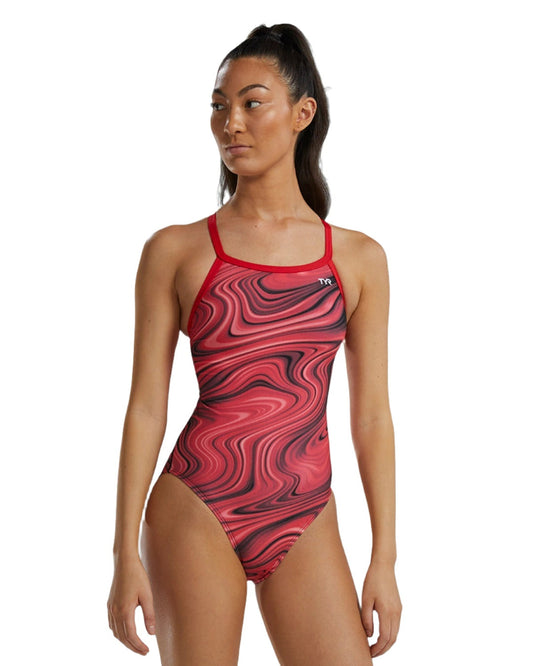 TYR Women One Piece Durafast Elite Vitality Diamond Fit - Red